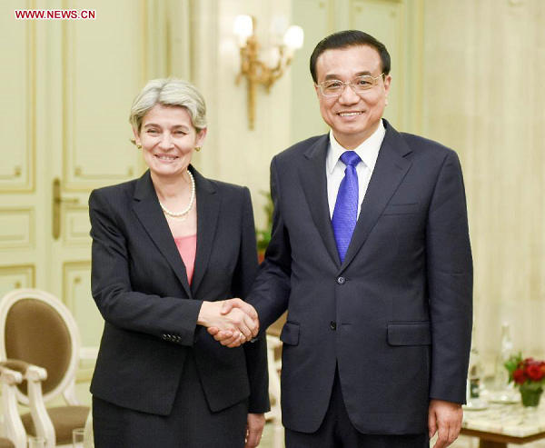 李克強(qiáng)會(huì)見聯(lián)合國教科文組織總干事博科娃
