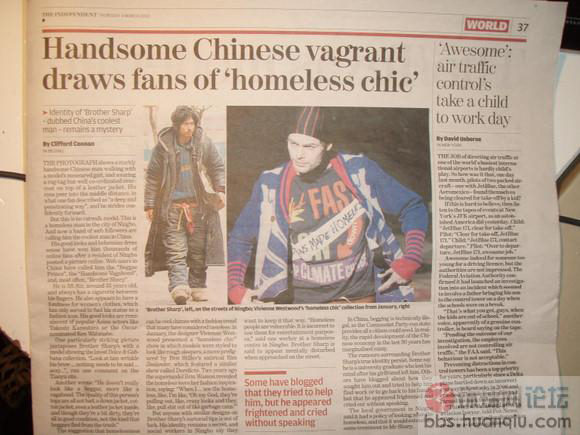 “犀利哥”登上英國主流報紙 被稱“夏普哥”