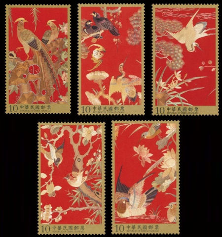 臺灣昨日發(fā)行清代刺繡郵票 圖