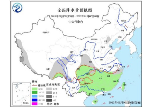 未來三天南方大部多雨雪 貴州中西部局地有凍雨