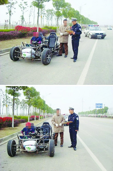 交警曝“裸奔跑車”上路照無(wú)引擎蓋車門車頂