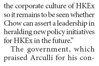 Chow appointed as HKEx's new board member for two-year term