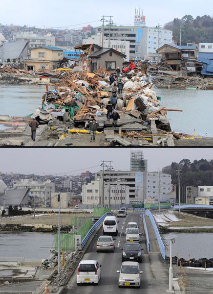 日本地震海嘯一年后恢復(fù)對(duì)比圖