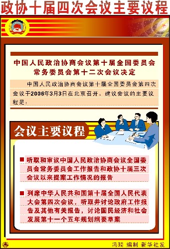 政協十屆四次會議主要議程