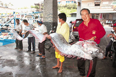 花蓮11人捕獲4米長地震魚 重59千克