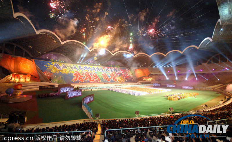 朝鮮停戰60周年大型體操表演阿里郎閉幕（組圖）