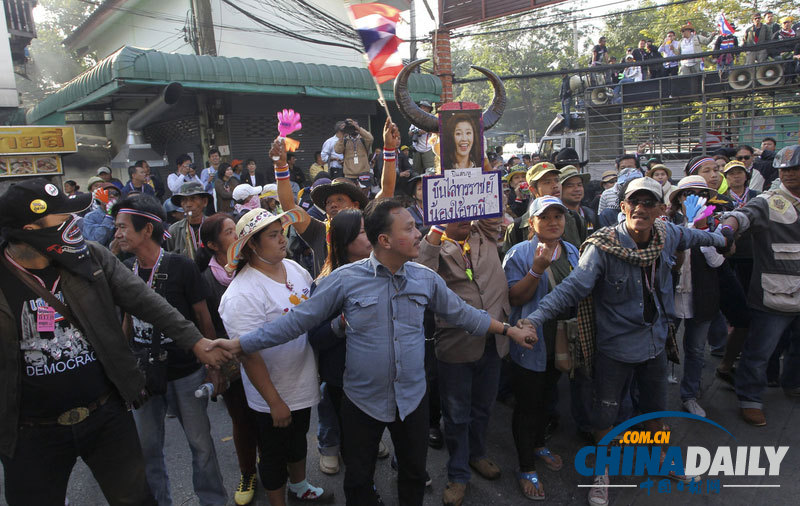 泰國(guó)反政府示威者阻止大選登記工作（組圖）