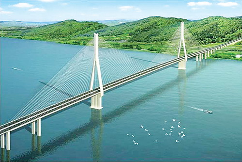 安慶望東長江公路大橋首創(chuàng)花瓶式橋塔