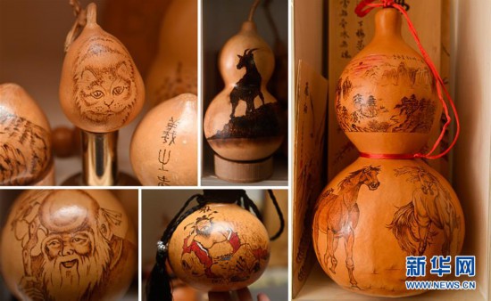Jilin craftsman, 57, makes over 1,000 gourd pyrography works